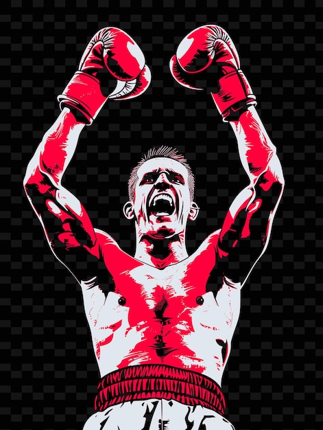 PSD a poster for a boxer with a red belt and boxing gloves