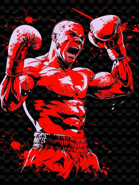 PSD a poster of a boxer with a red boxing glove on it