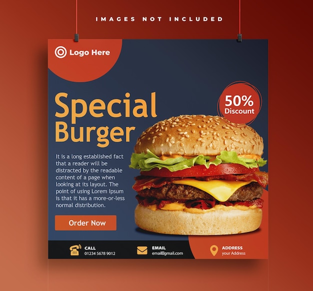 A poster for a burger with a picture of a burger on it