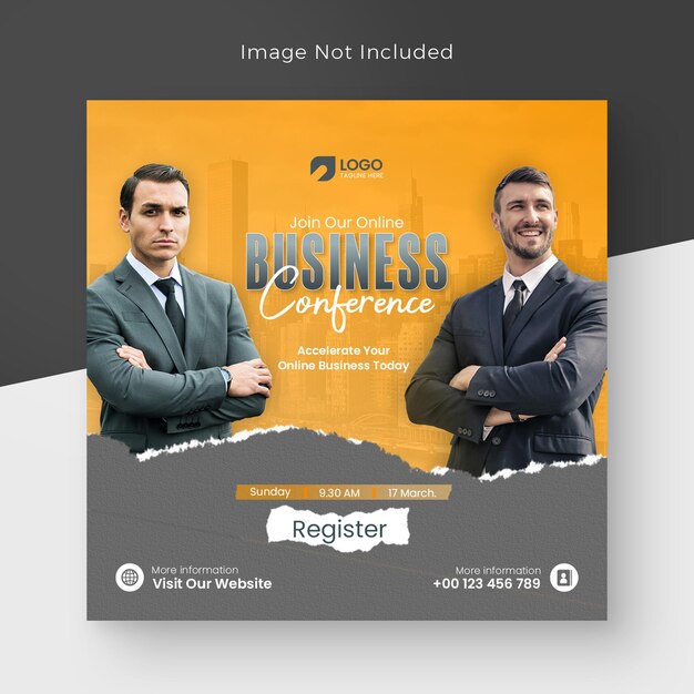 A poster for a business conference called register business live webinar banner design