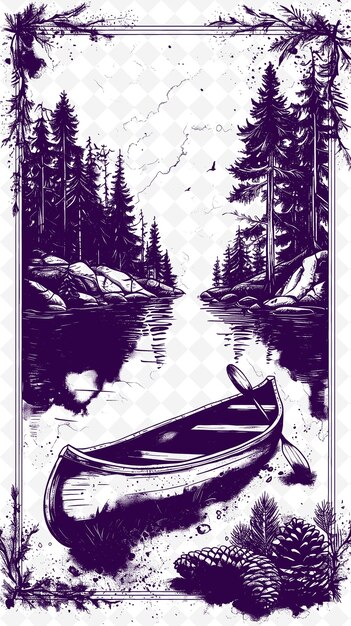 PSD a poster for a canoe with a canoe on the water