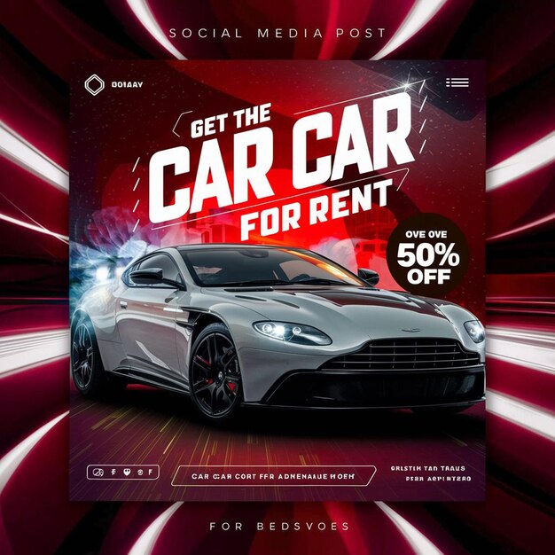 a poster for the car that is for rent