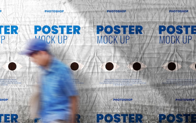 poster on cast shadow wall mockup