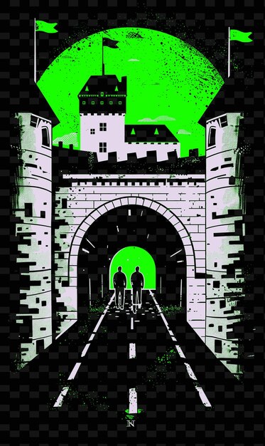 PSD a poster for the castle with a green background