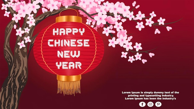 a poster for chinese new year celebrations with a red lantern on the top