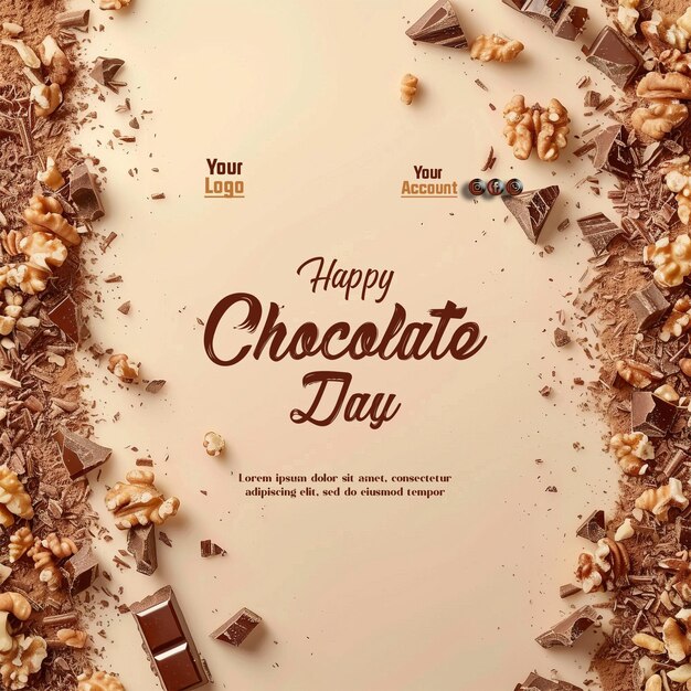 PSD un poster per i cioccolatini con cioccolati e cioccolato su di esso