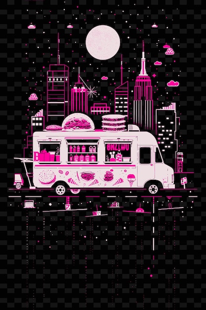 PSD a poster for a city with a pink and black background