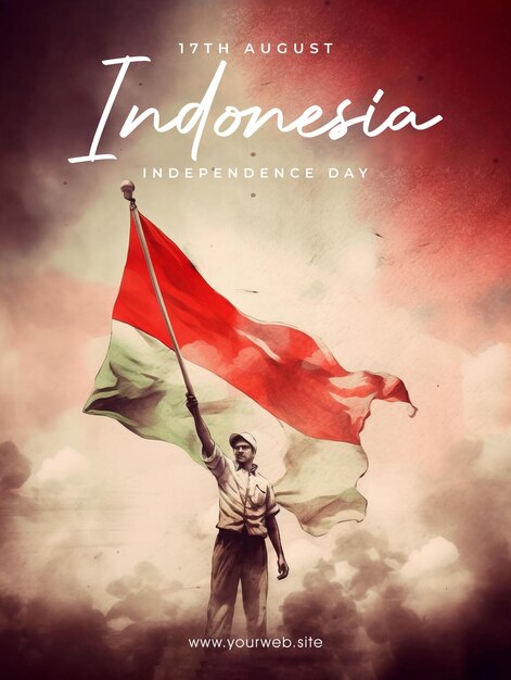 PSD poster che si congratula con l'indipendenza indonesiana