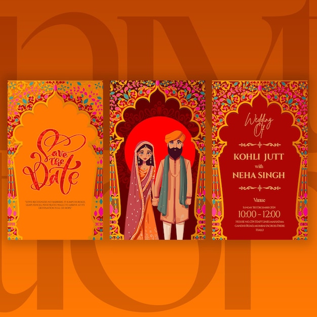 A poster for a couple with a man and woman in a turban