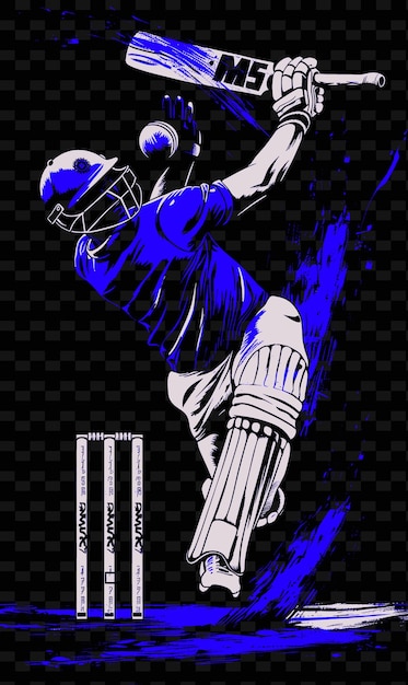 PSD un poster per un giocatore di cricket con un'uniforme blu su