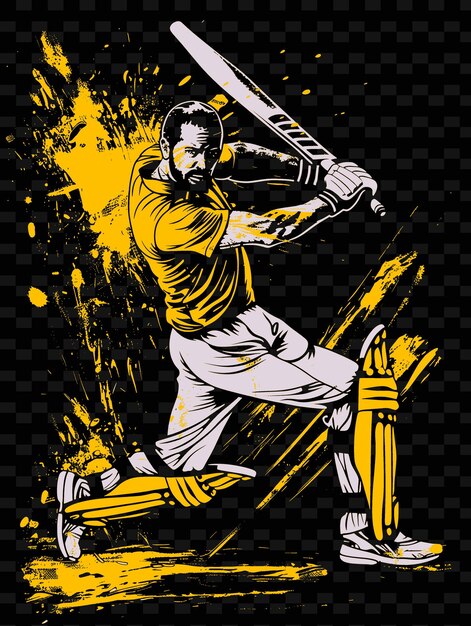 A poster for a cricket player with a yellow and black background