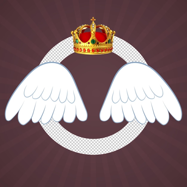 PSD un poster per una corona con le ali e una corona con una corona su di essa