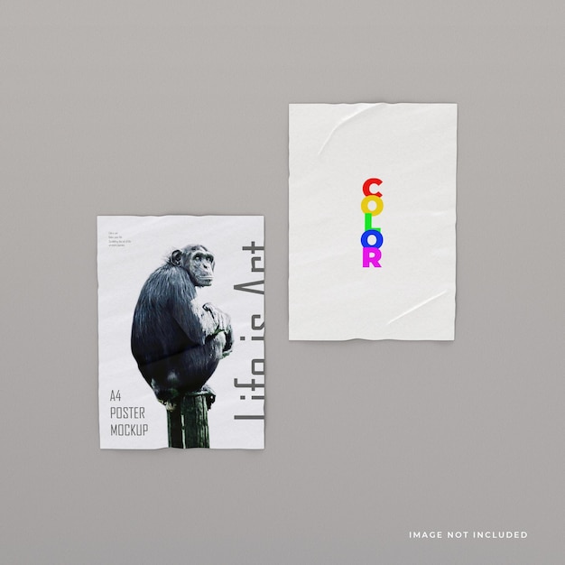 poster crumpled paper mockup