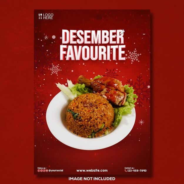 PSD poster december favourite christmas menu