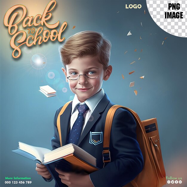 PSD poster design of back to school for social media template with childern and sky