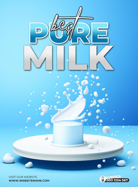 PSD poster design background for best pure milk template