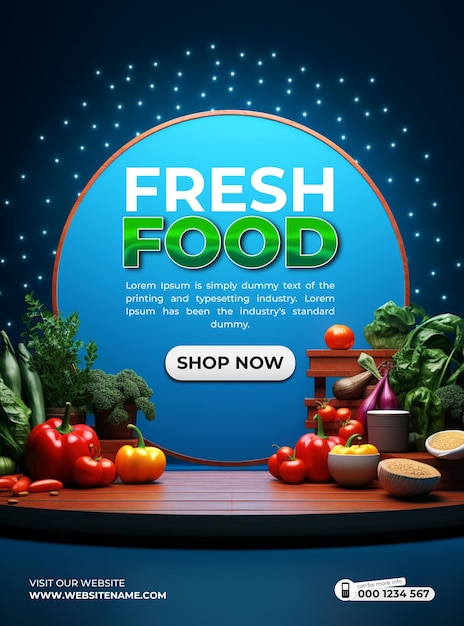 PSD Шаблон дизайна плаката для свежих продуктов питания