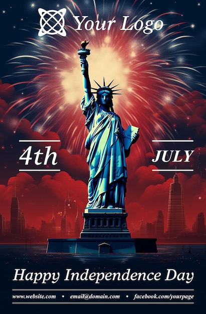 PSD アメリカ独立記念日、アメリカの祝日、自由の自由のポスター デザイン