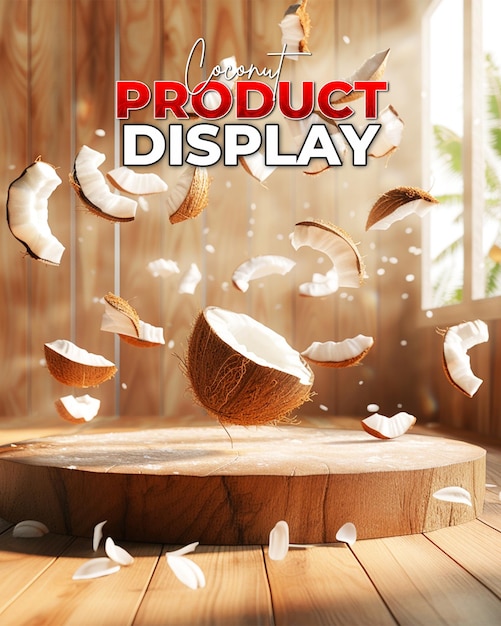 PSD un poster per la presentazione del prodotto con cocco