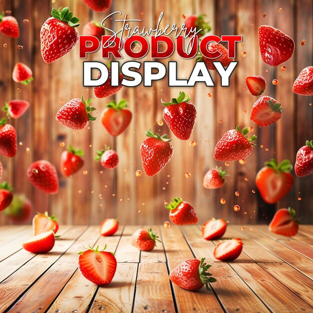 PSD a poster design for product presentation with strawberry