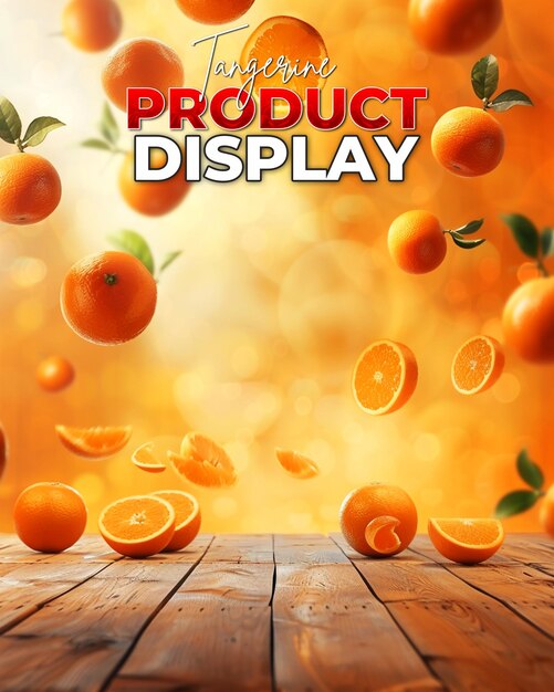 PSD a poster design for product presentation with tangerine