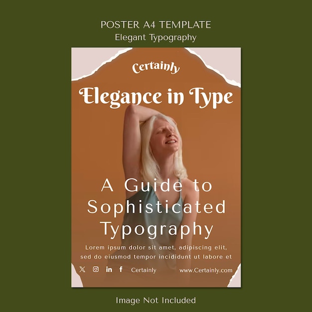 Poster design template flower woman elegant typography earth tone