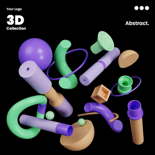 Poster design with 3D abstract shapes