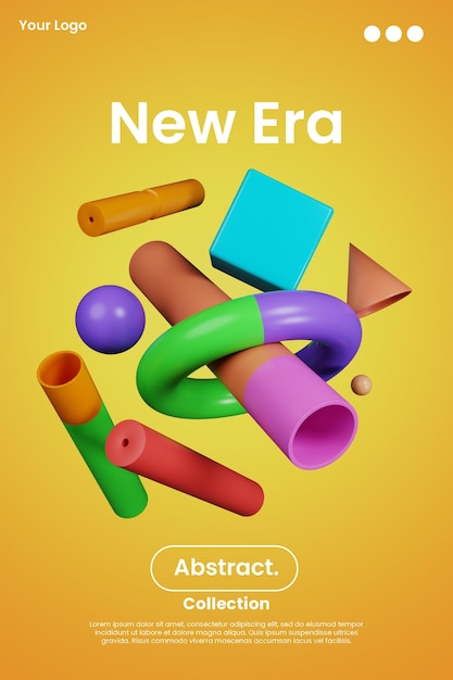 Poster design with 3D abstract shapes