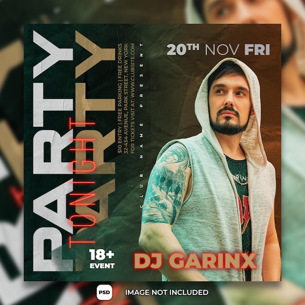 Постер dj party социальные сети