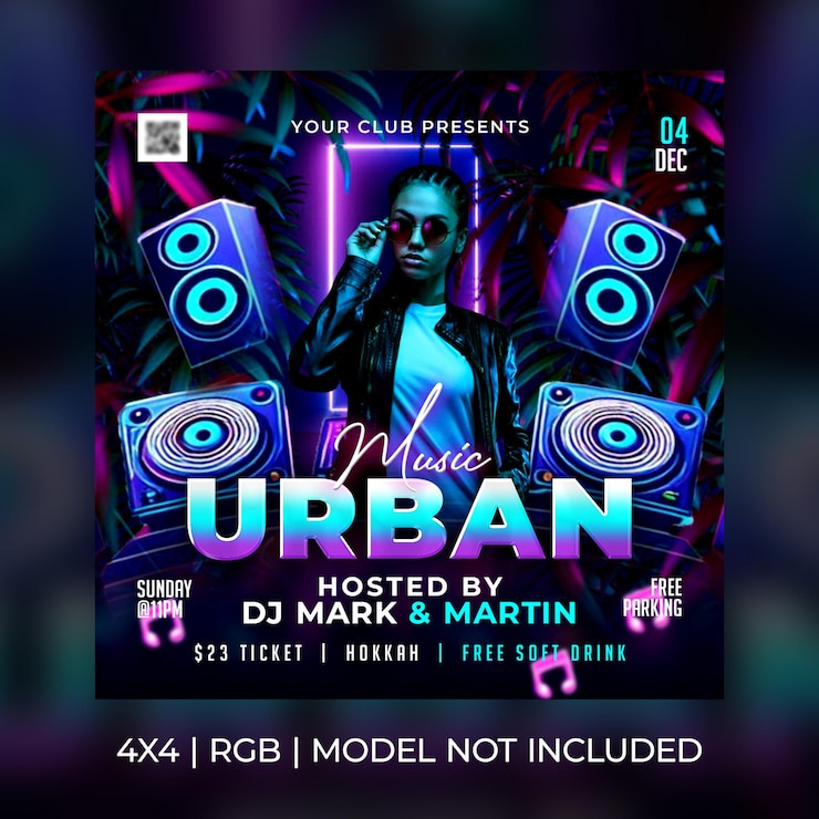 PSD a poster for a dj with the words club on it social media instagram post