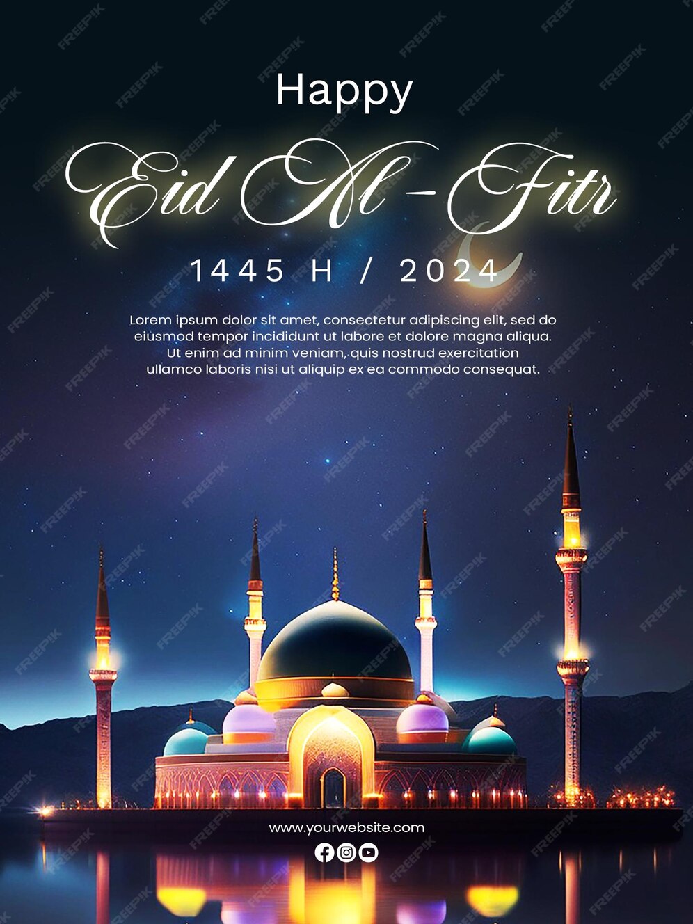 Premium PSD Poster eid al fitr 1445 h 2024