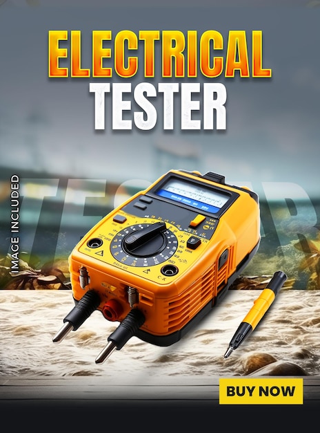 PSD a poster for electrical tester ads promotion template