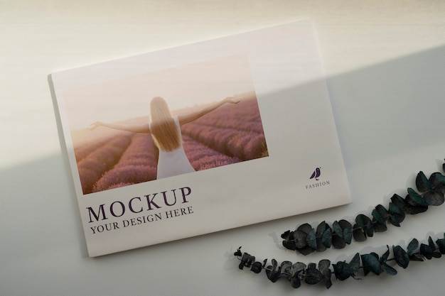 Poster on elegant magazine mock-up