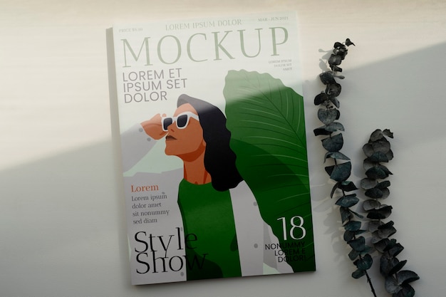 Poster on elegant magazine mock-up