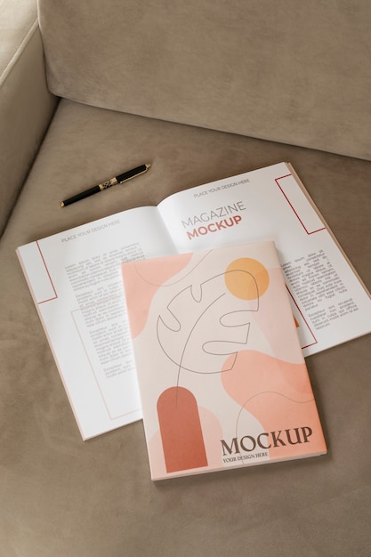 Poster on elegant magazine mock-up