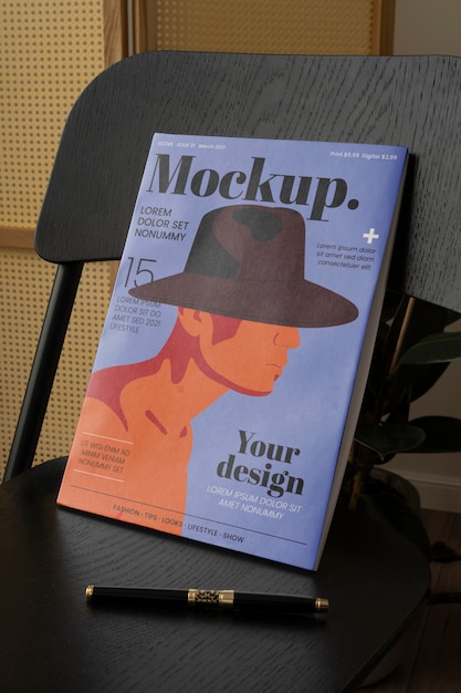 Poster on elegant magazine mock-up