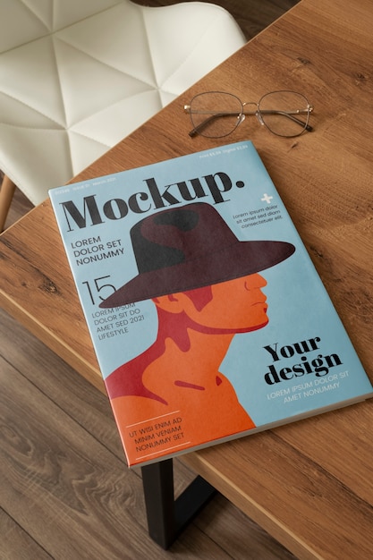 PSD poster on elegant magazine mock-up