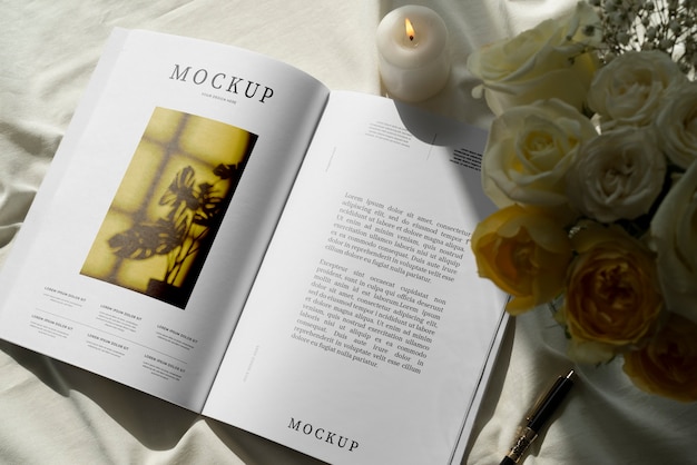 Poster on elegant magazine mock-up