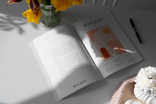 Poster on elegant magazine mock-up