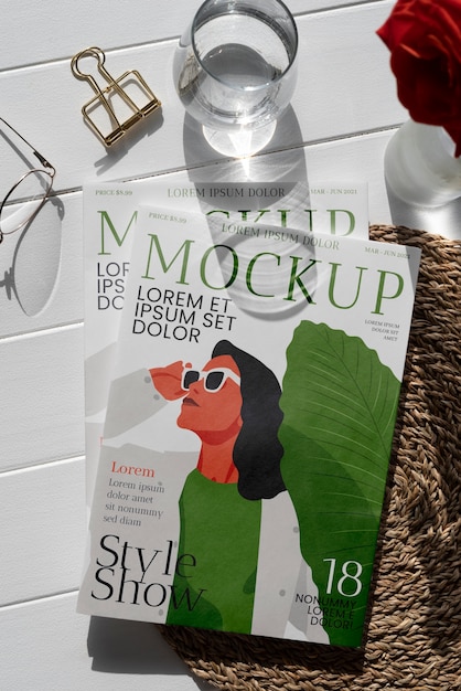 Poster on elegant magazine mock-up