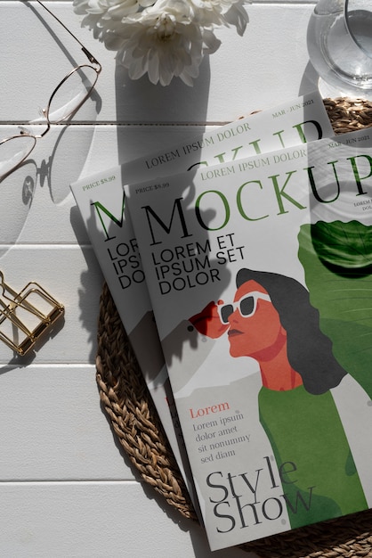 Poster on elegant magazine mock-up