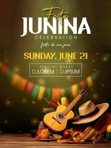 PSD un poster per la celebrazione dell'evento festa junina