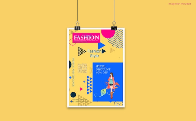 A poster for a fashion show featuring a woman on the left