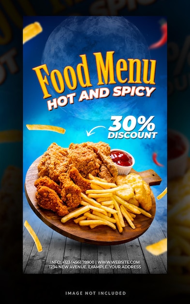 A poster for a fast food menu that says 30 discount