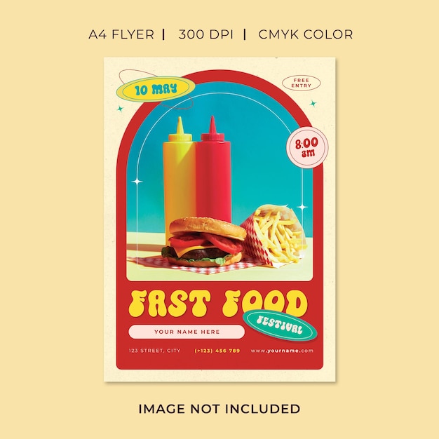 A poster for fast food with a picture of ketchup and mustard.