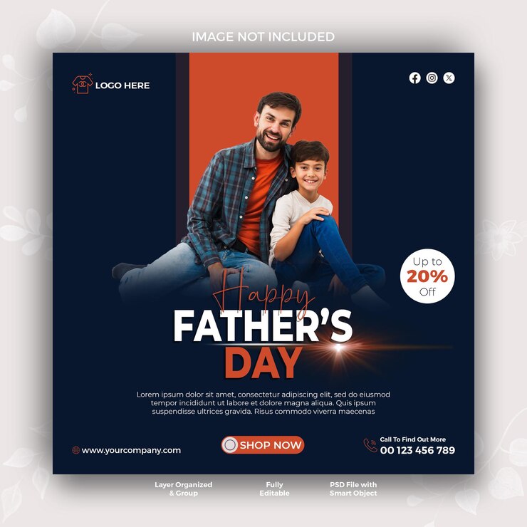 a poster for fathers day dads day is shown social media post psd template
