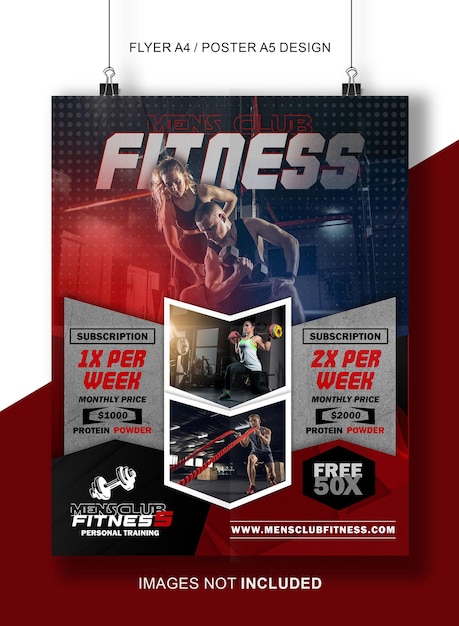 A poster for a fitness brand and a gym flyer