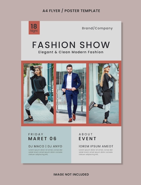 PSD poster or flyer for fashion show templates