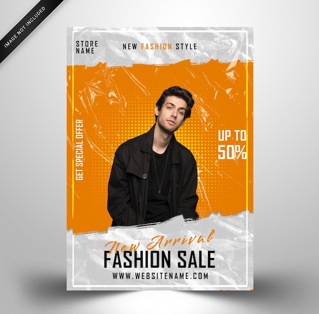PSD poster flyer template fashion sale with a plastic texture design psd template