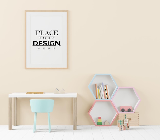 Poster Frame in Children's bedroom Psd Mockup